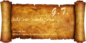 Güns Tomázia névjegykártya